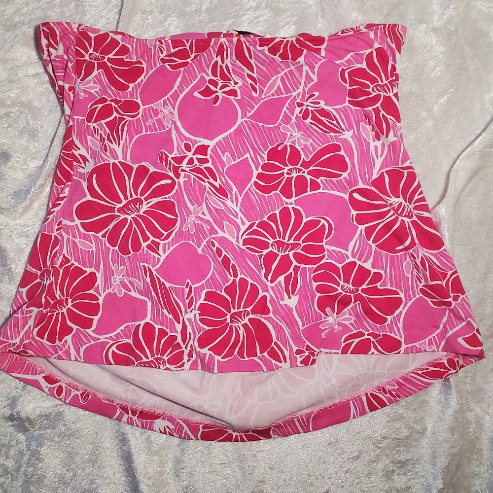 Lilly Pulitzer- Pink Floral Tie Halter Neck Top, Size Medium - Picture 3 of 4